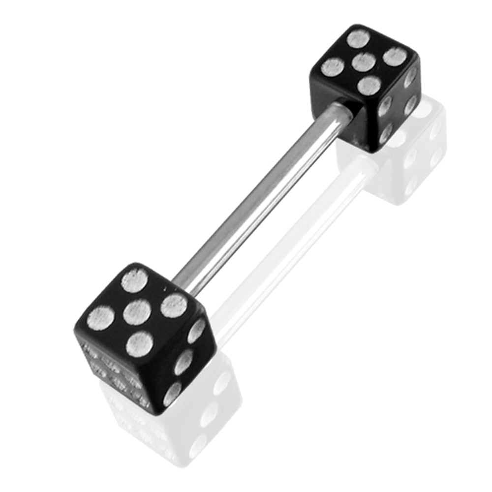 Surgical steel Tongue Barbells with UV Dice