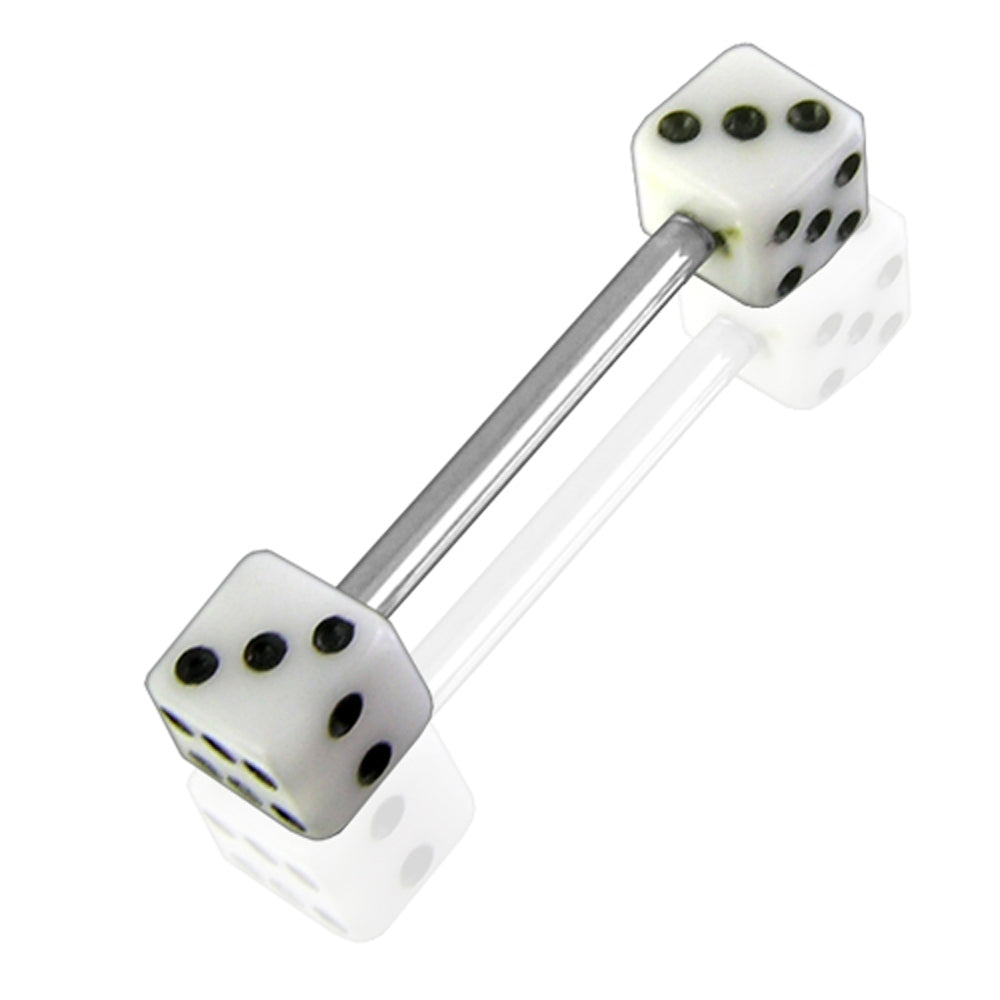 Surgical steel Tongue Barbells with UV Dice