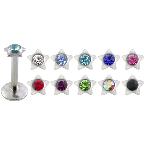 Internal Madonna Labret with jeweled Flower Top