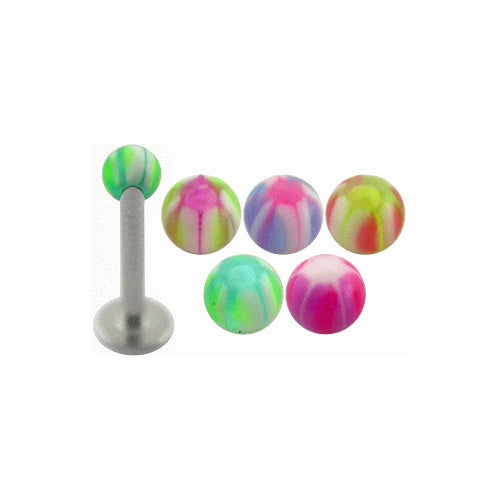 Surgical Steel Labrets With UV balls Star Printed NBBLT026