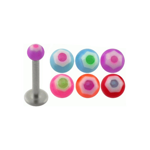 316L Surgical Stainless Steel Labret With Mix Colored UV Ball