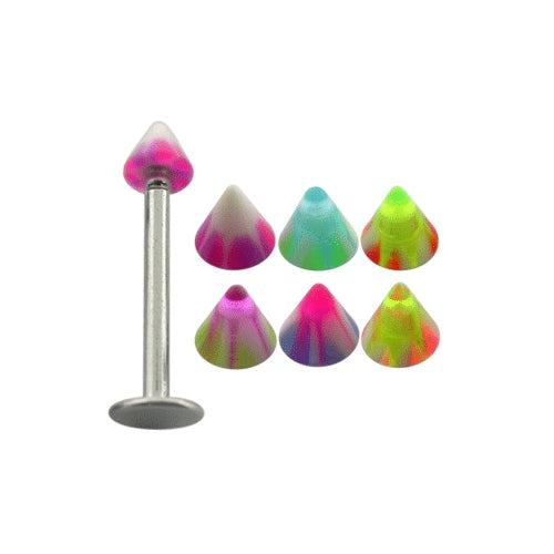 Labret Monroe Surgical Steel With UV Acrylic Cones