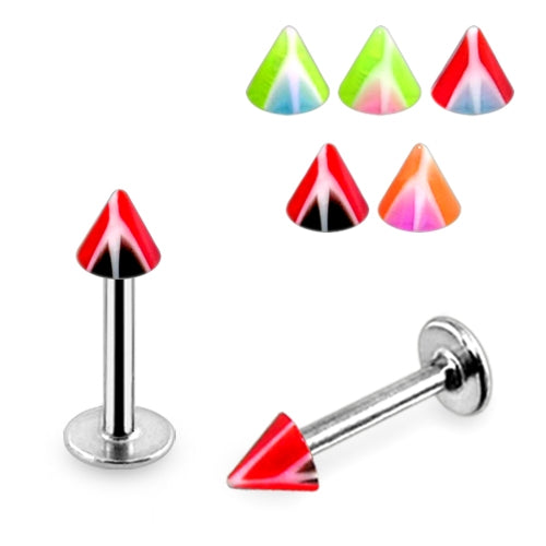 Surgical Steel & Anodized Tragus Labrets Monroe Lip Bar Cones