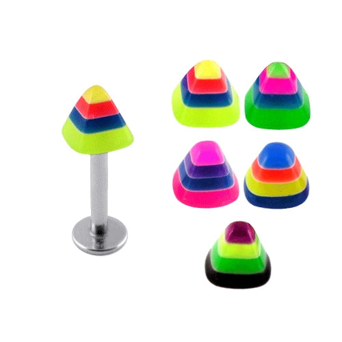 Bioflex Labret UV Multi Colored Fancy Triangular Cone
