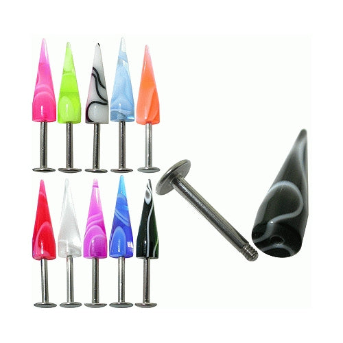 Surgical Steel labret With UV marble spike