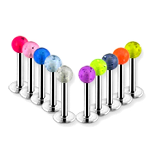 316L Surgical steel Labrets with Glitter Balls