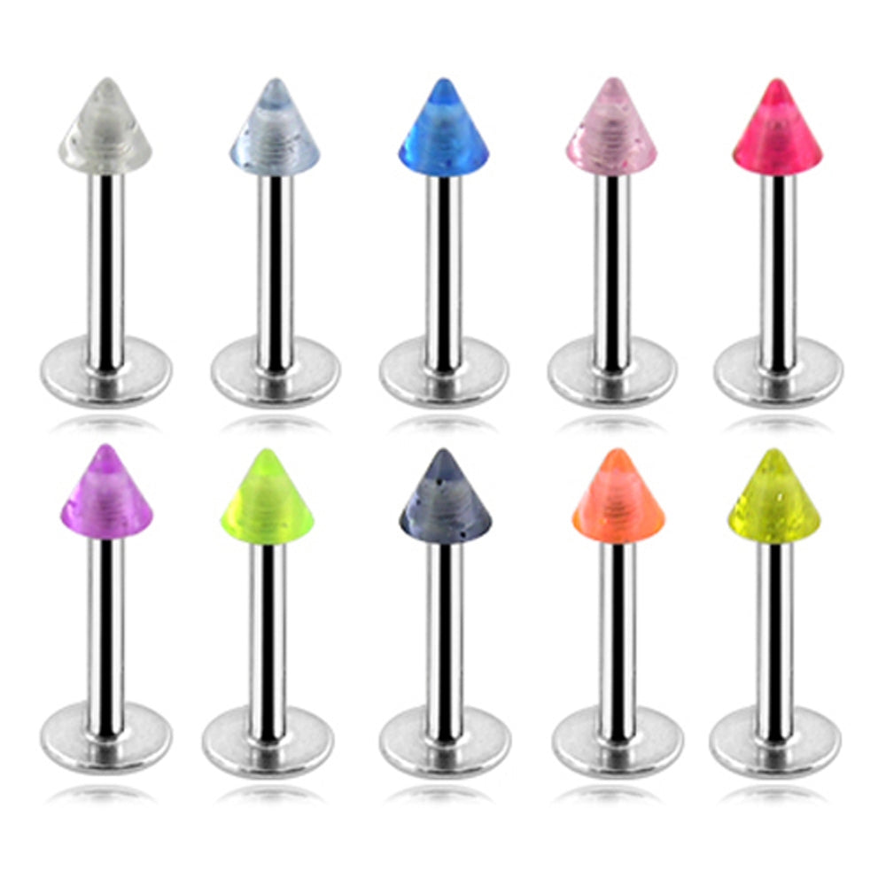 316L Surgical steel Labrets with Glitter Cones