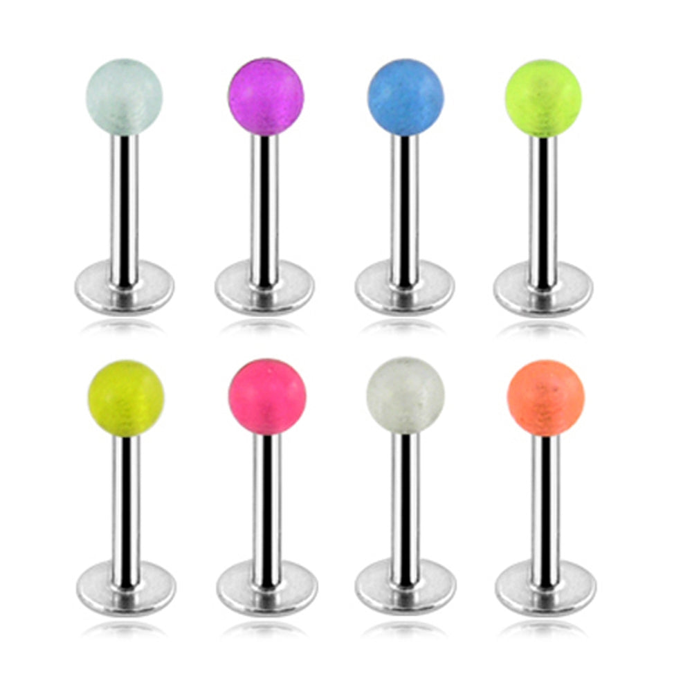 316L Surgical steel Labrets with Glow Balls