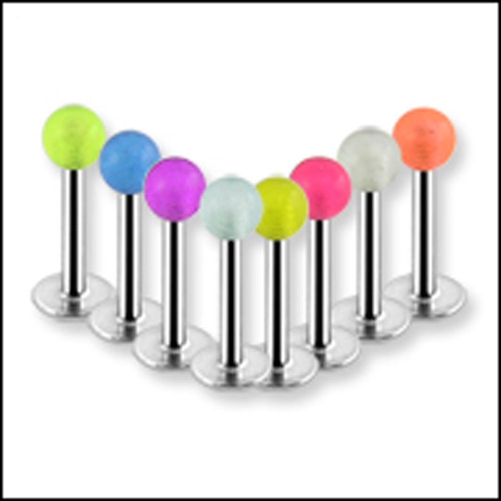 316L Surgical steel Labrets with Glow Balls
