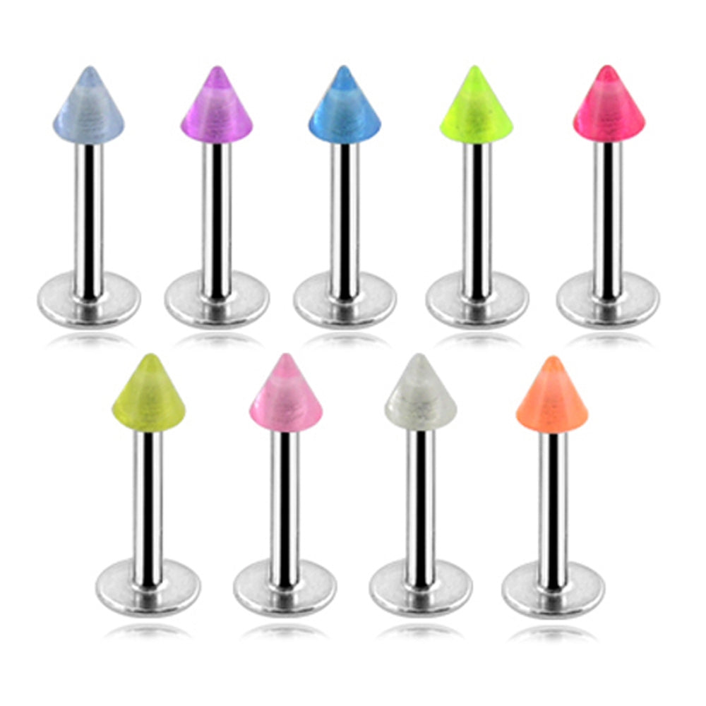 316L Surgical steel Labrets with Glow Cones