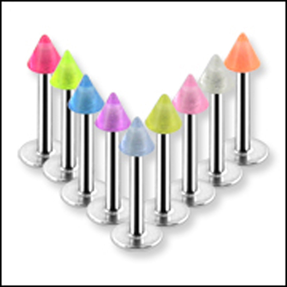316L Surgical steel Labrets with Glow Cones