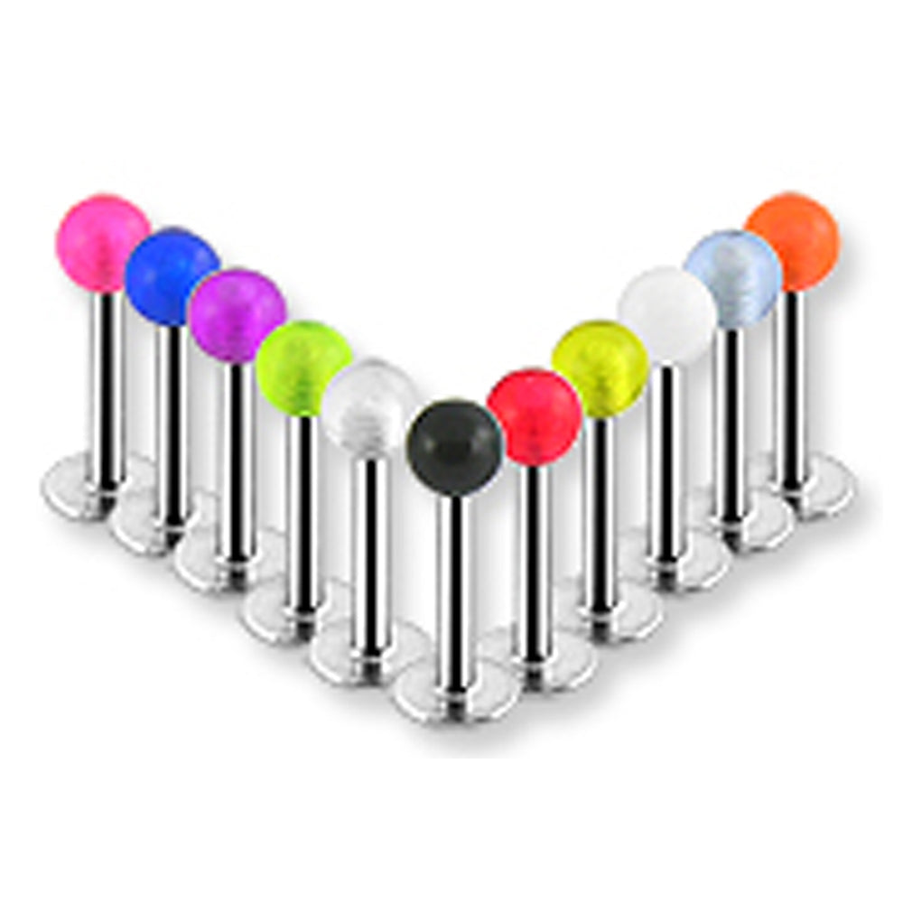316L Surgical steel Aclyric Labrets with UV Balls
