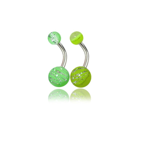 Assorted Plain And Glitters Belly Rings With Fancy UV Balls