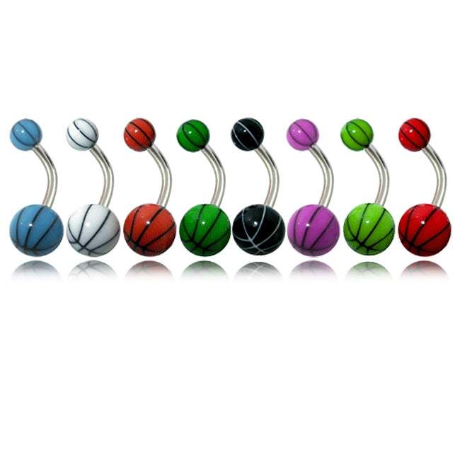 Assorted Fancy Cool Colors UV Balls Banana Bar Navel Ring