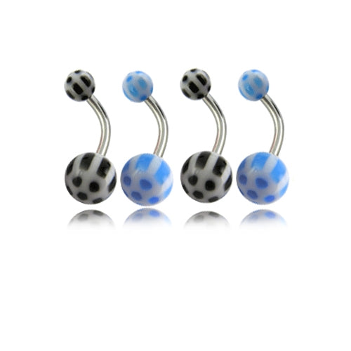 Assorted Checker Fancy UV Balls With Banana Bar Navel Rings