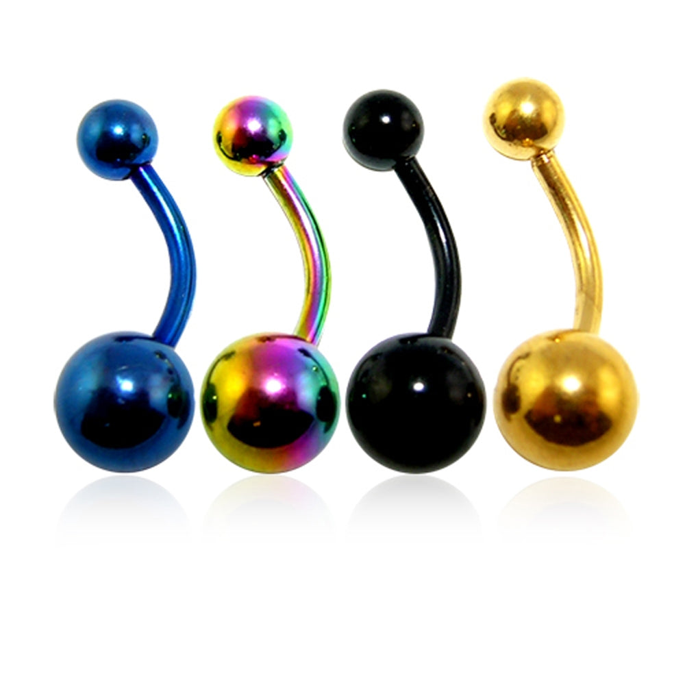 316L Surgical steel Anodised Belly banana with Ball