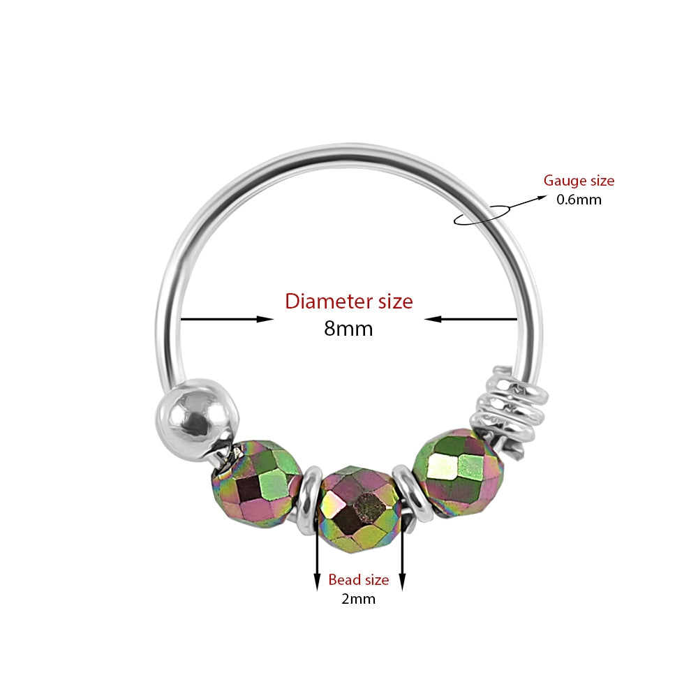 925 Sterling Silver Seashell Bead Nose Hoop Ring