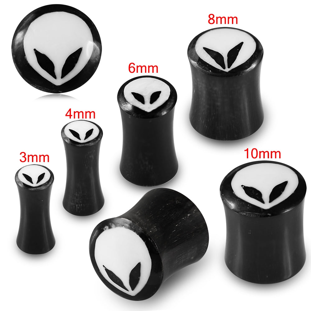 Double Flared Alien Inlay Organic Horn Saddle Ear Plug