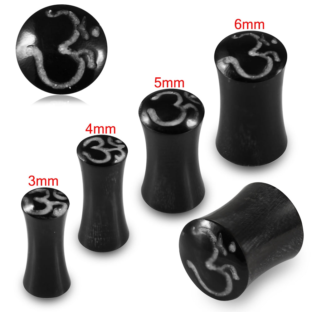 Double Flared Ohm Inlay Organic Horn Saddle Ear Plug