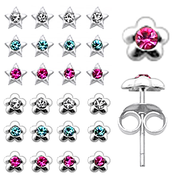 Plain Jeweled Ear Studs in a 12 pair Tray