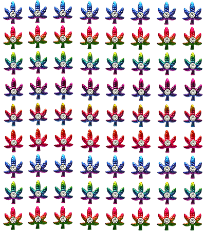 Jeweled Marijuana Leaf with Handpaint Ear Studs in a 36 pair Tray