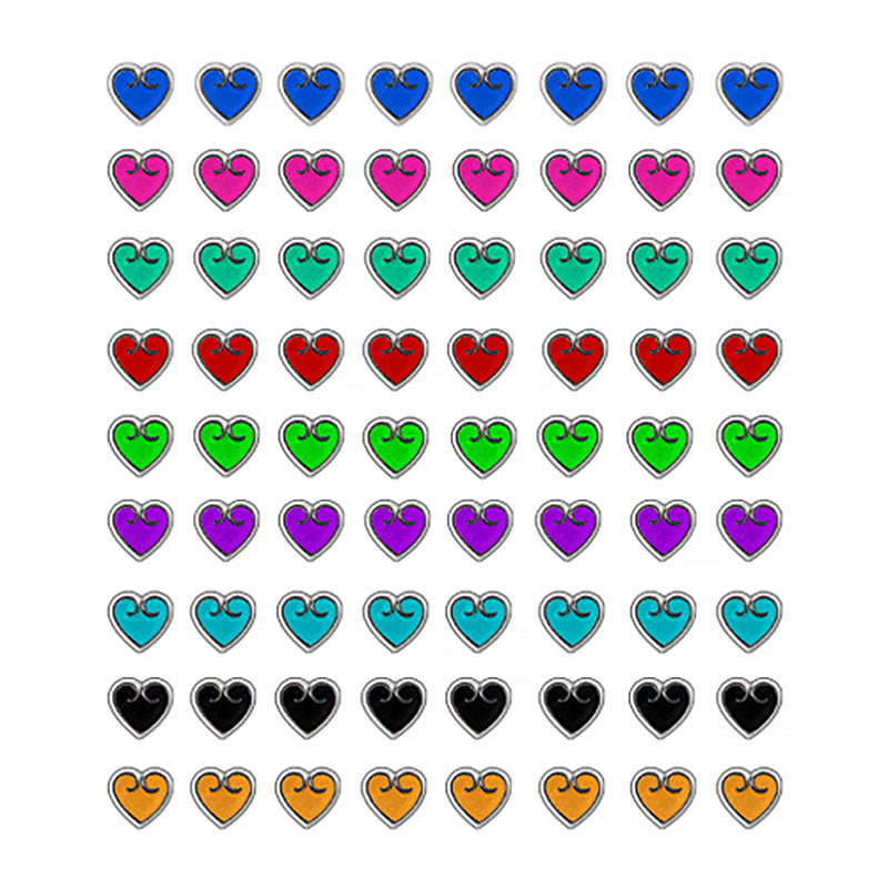 Hand Painted Heart Ear Studs in a 36 pair Tray