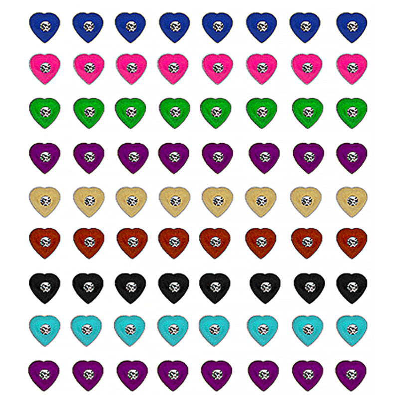 Hand Painted Jeweled Heart Ear Studs in a 36 pair Tray