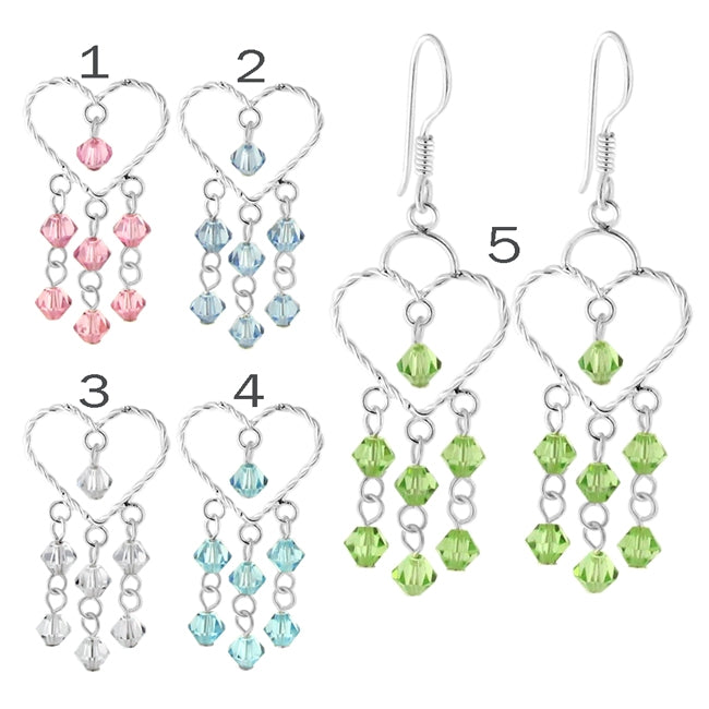 Crystal Beads on Heart Earring