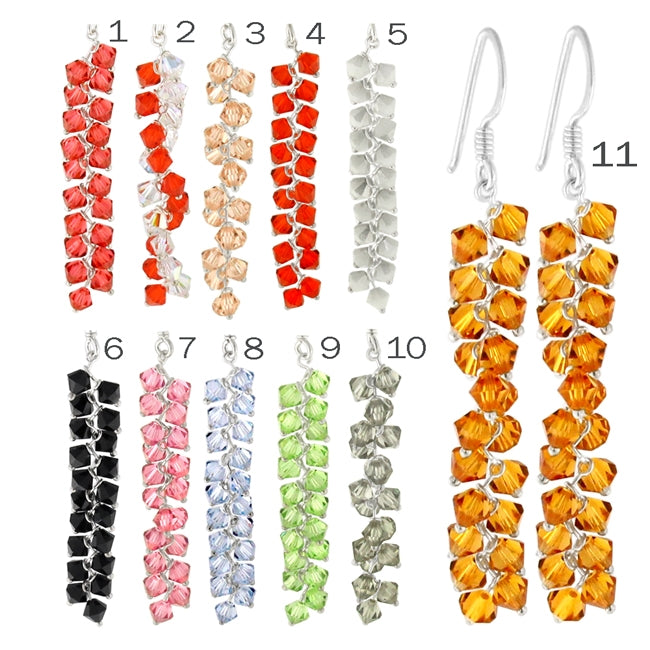 Crystal Beads on String Earring