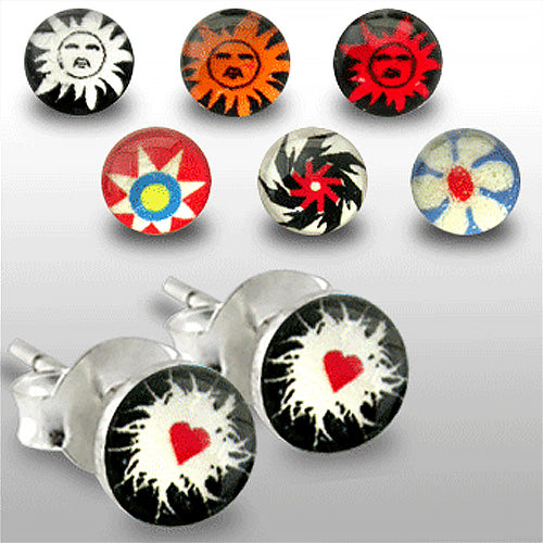 Mix Sun Logo Silver Earring