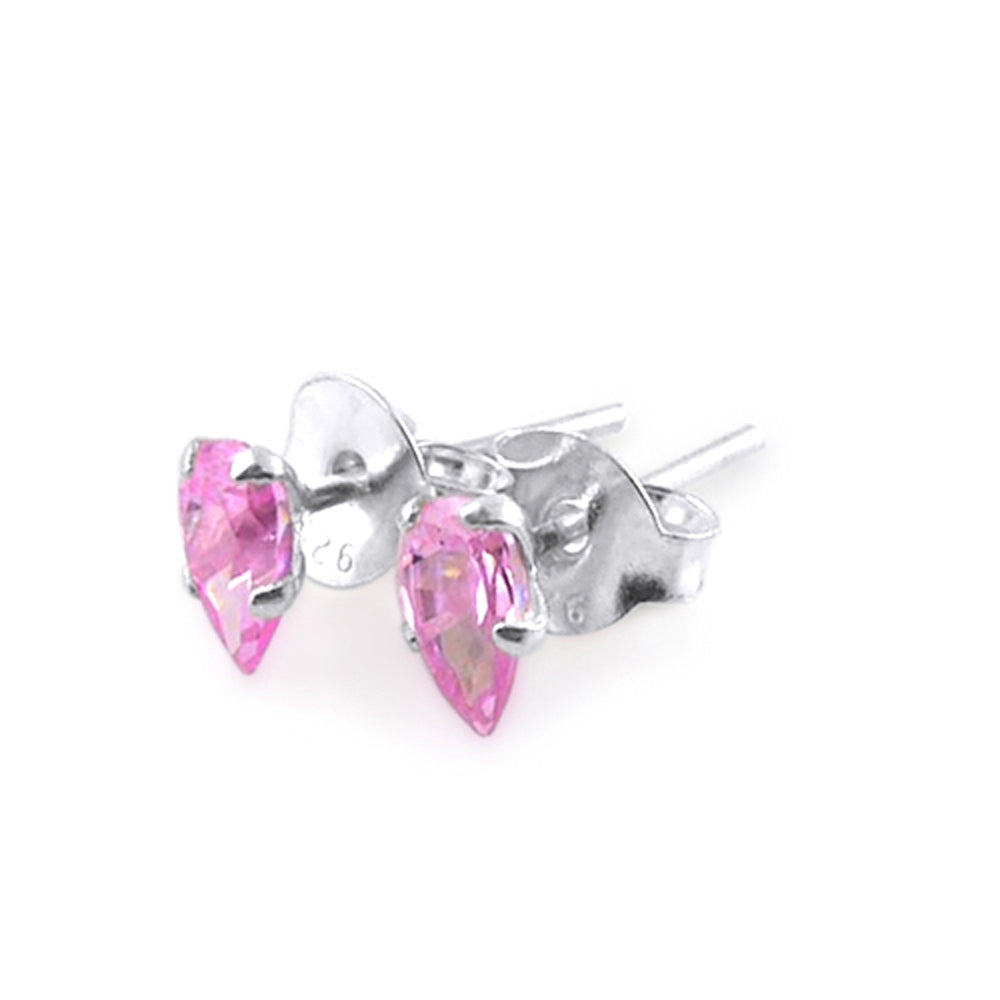3mm Pear CZ Silver Earring