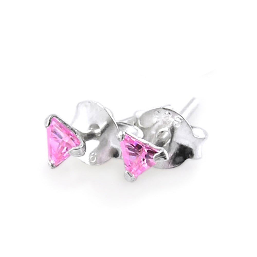 3mm Trilion CZ Silver Earring