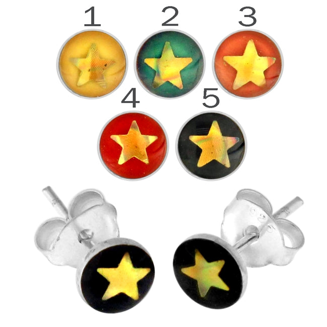 Hand Painted Star Silver Earring