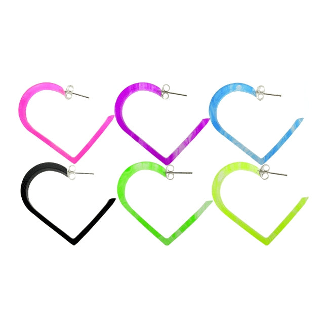 30mm UV React Fashionable Heart Earring