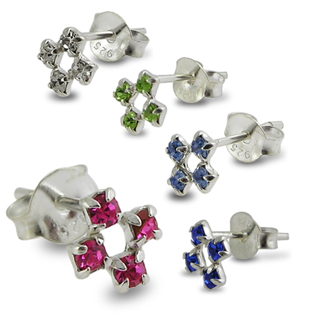 4 Jeweled Silver Earring