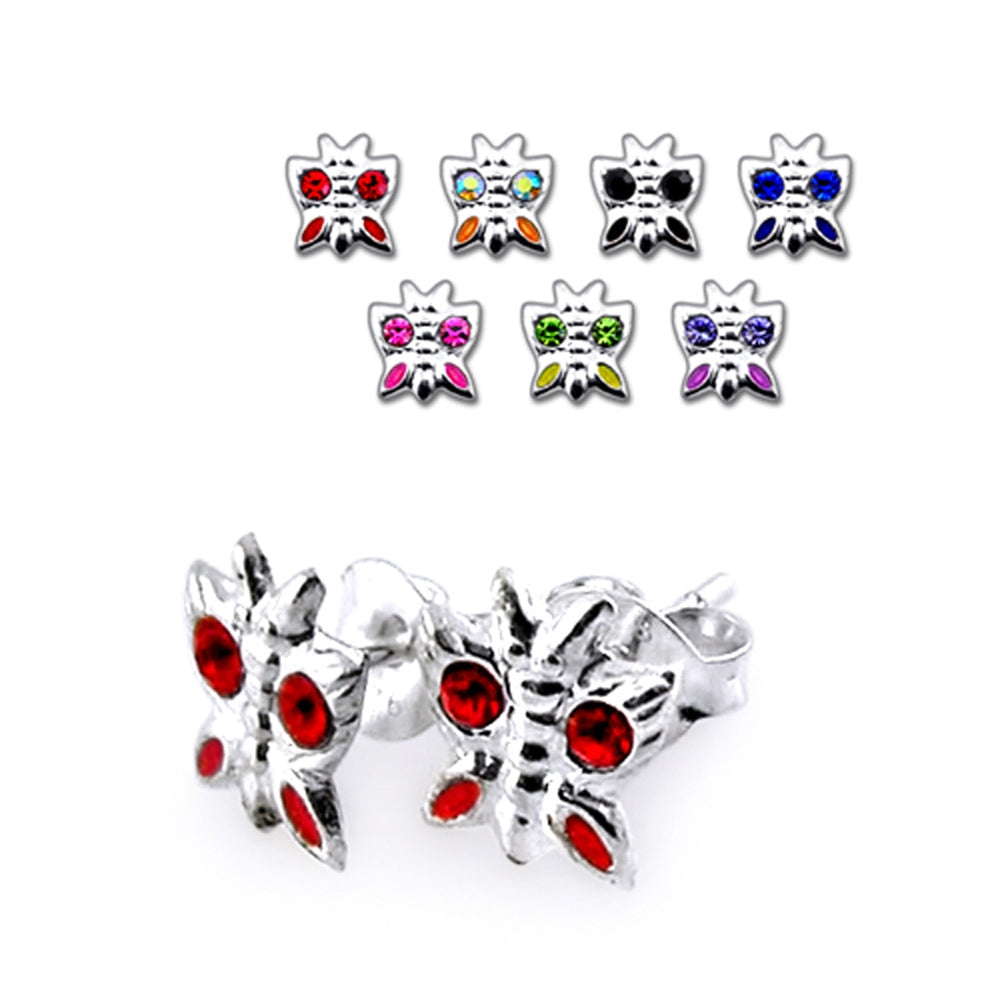 925 Sterling Silver Stem Butterfly Studs