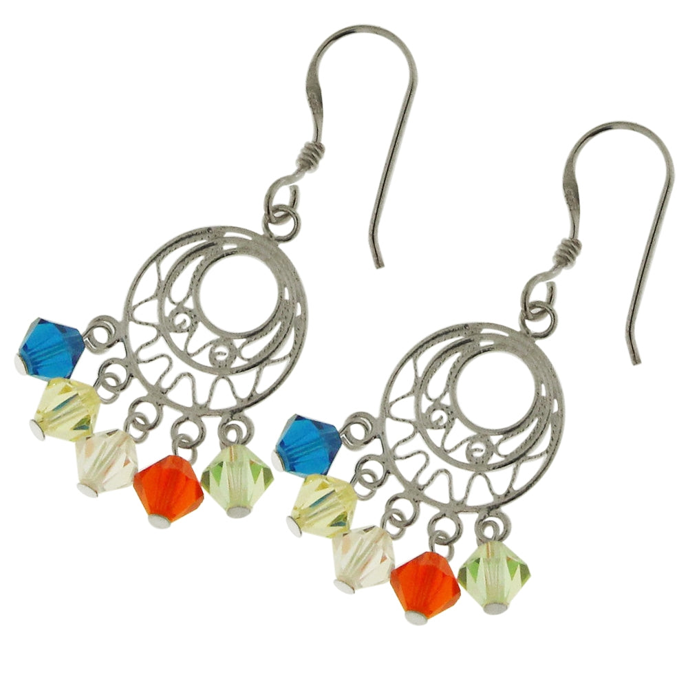 Silver With Chandelier Style Dangle Earrings