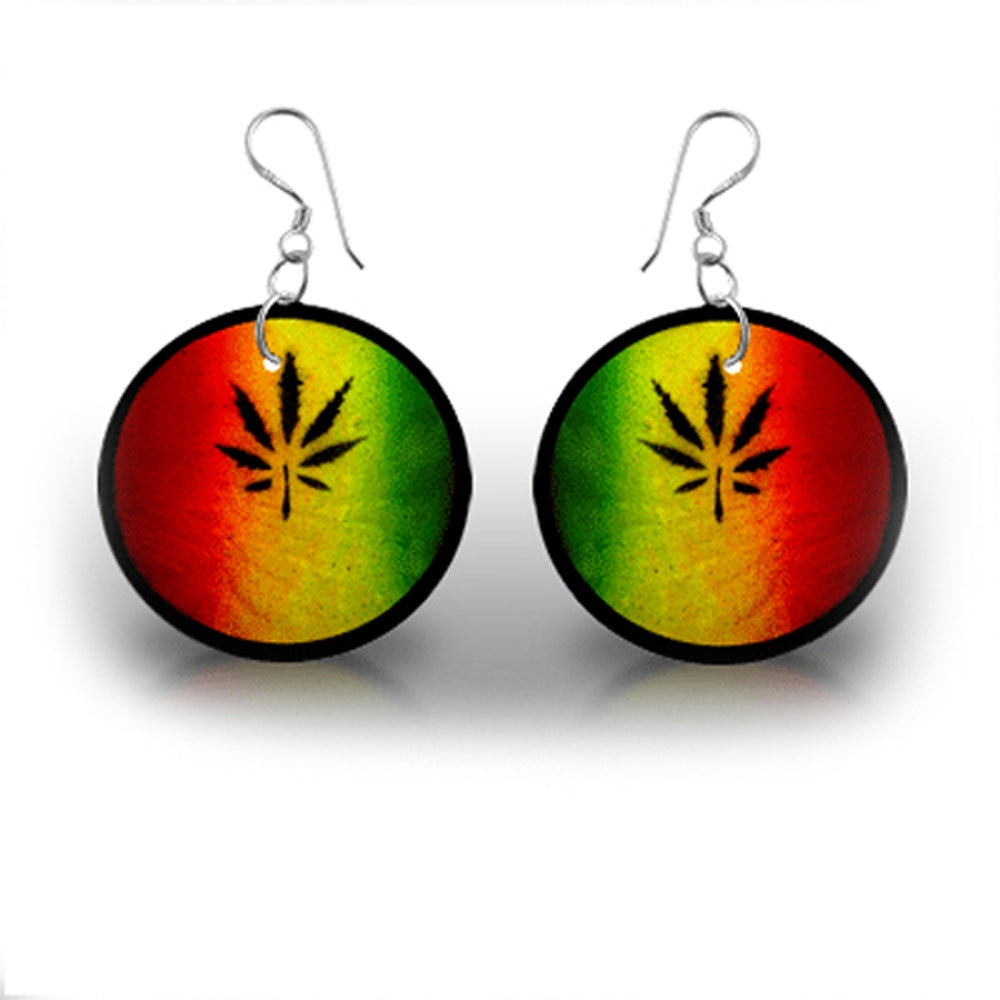 Marijuana leaf Logo Earring