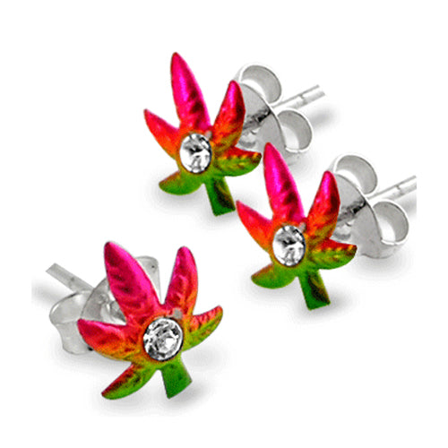 Hand Painted Marijuana Ear Stud