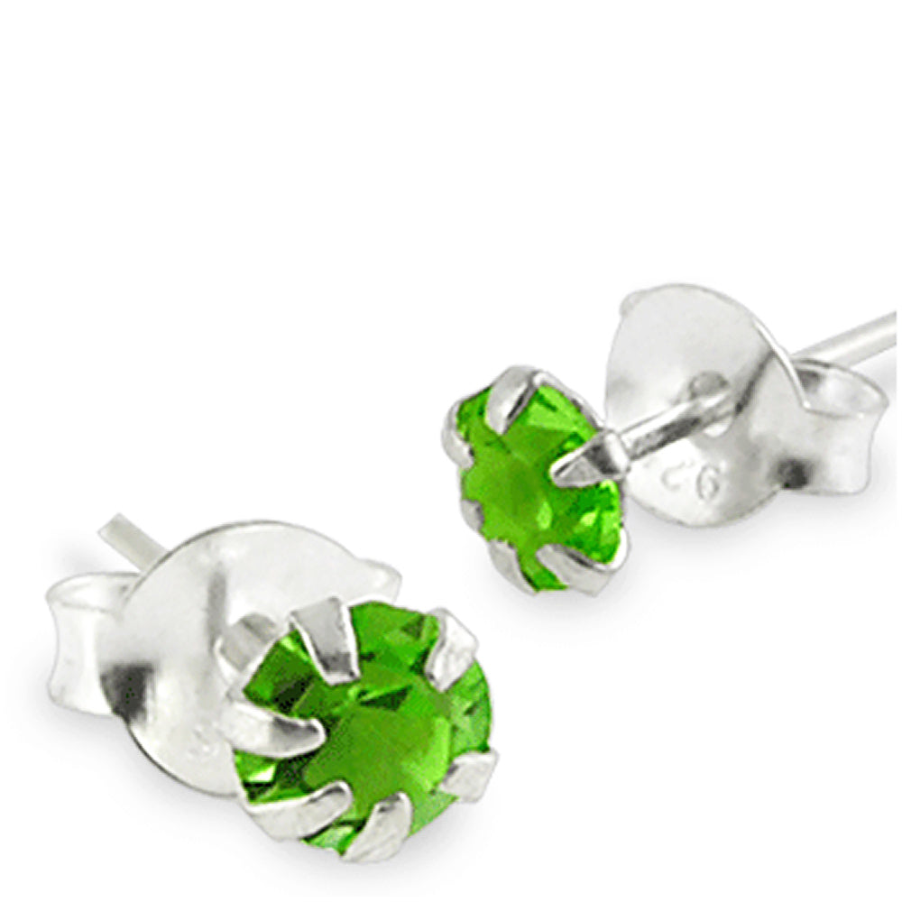 5mm Green Gem Stone Ear Stud