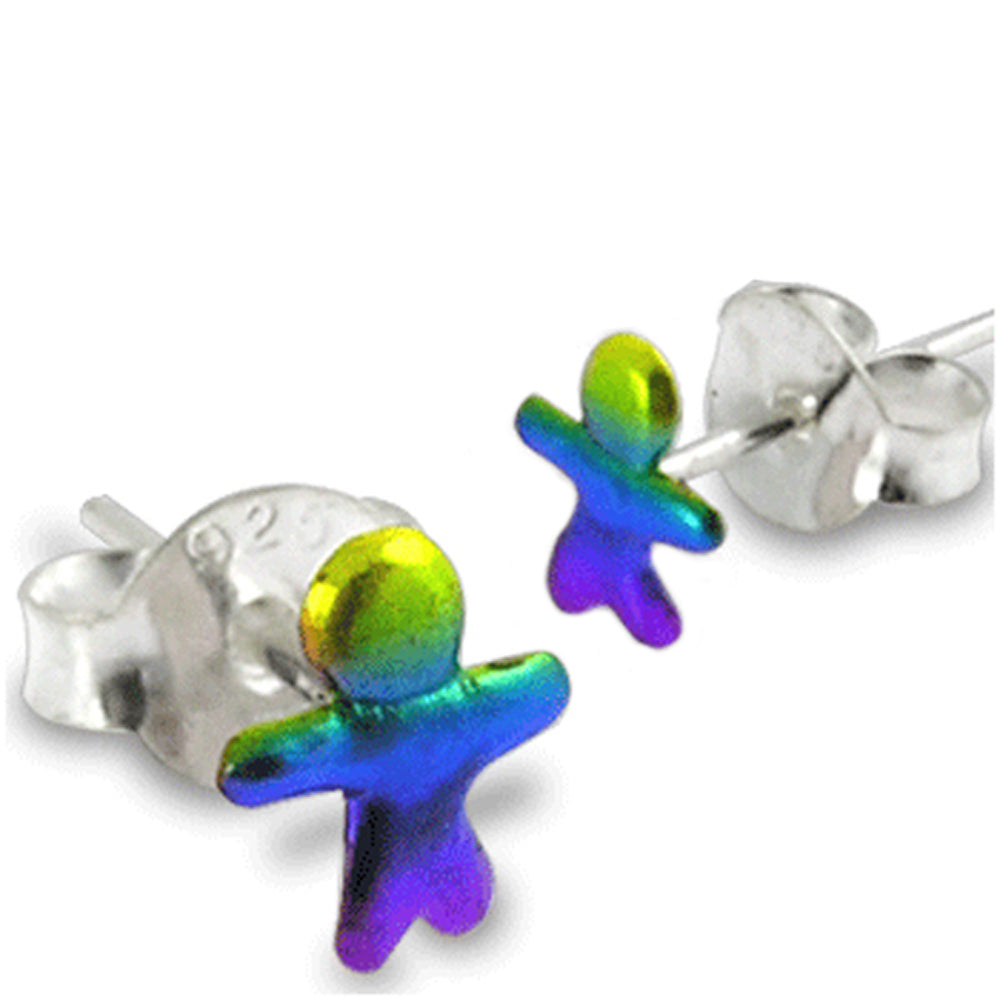 925 Sterling Silver Hand Painted Man Ear Stud