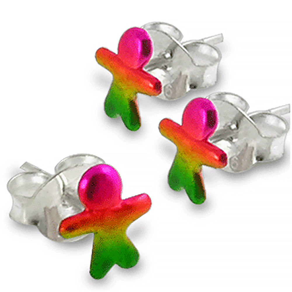 Enamel Hand Painted Man Ear Stud