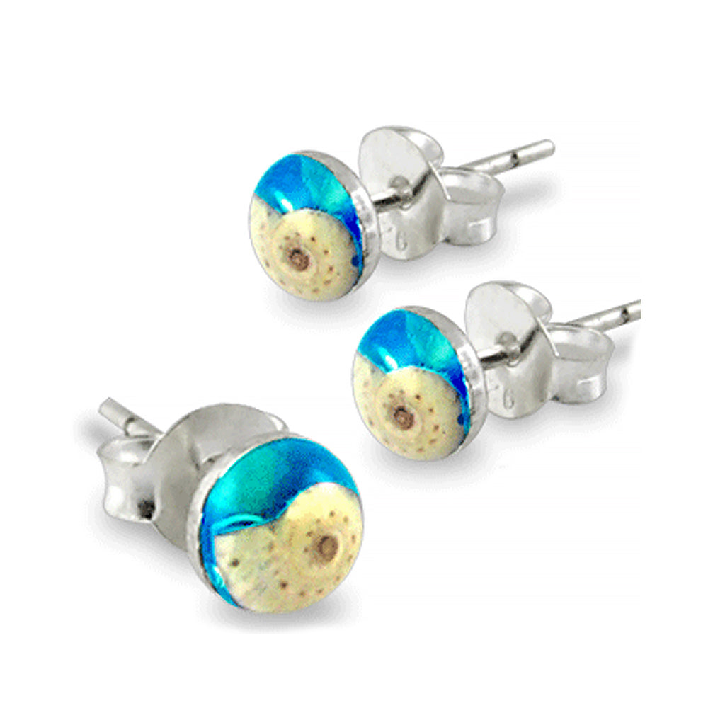 Shell Embedded Hand Painted in Resin Ear Stud