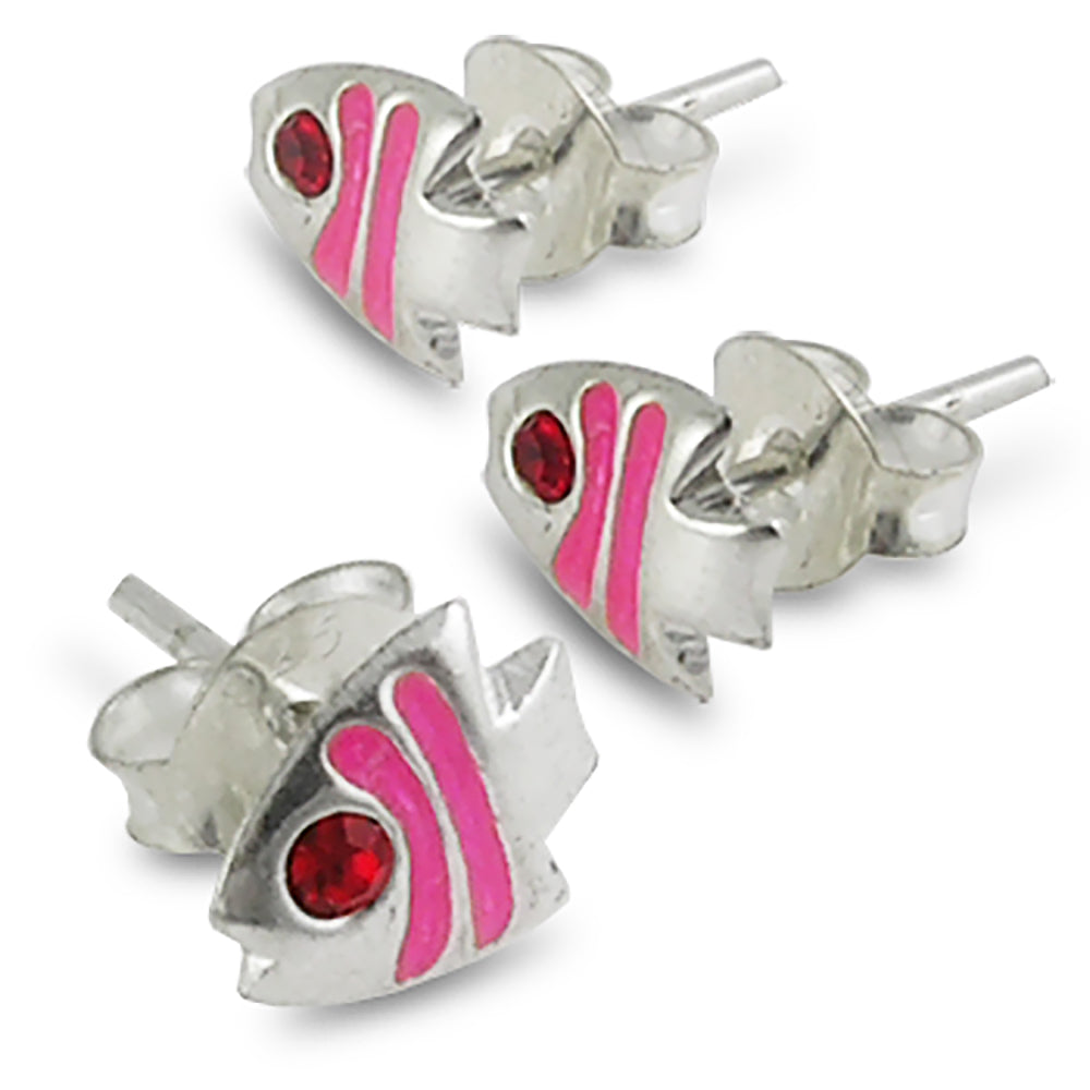 Hand Painted Jeweled Eye Fish Ear Stud