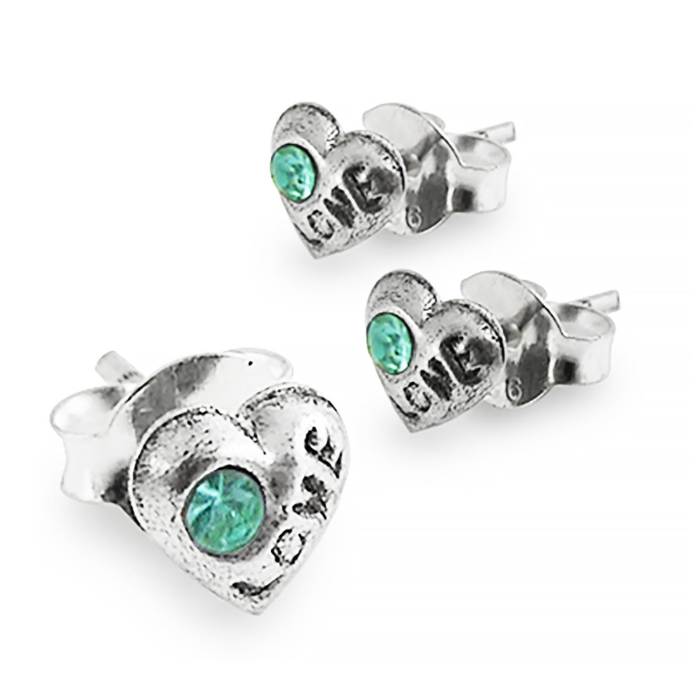 Jeweled Heart oxidised Butterfly Ear Stud
