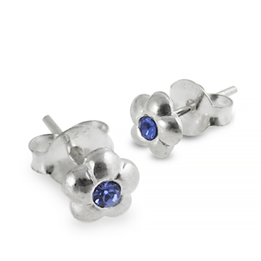 Light Blue Jeweled Flower Ear Stud