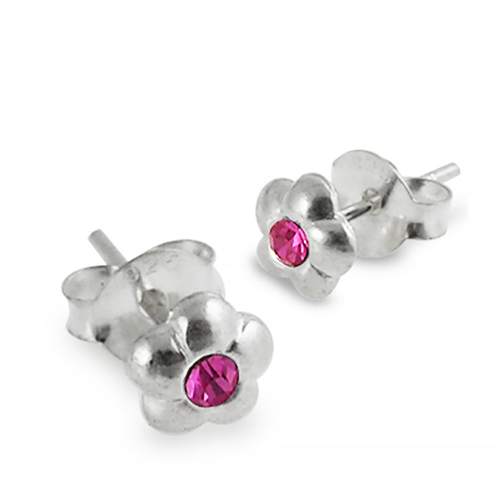 Pink Jeweled Flower Ear Stud