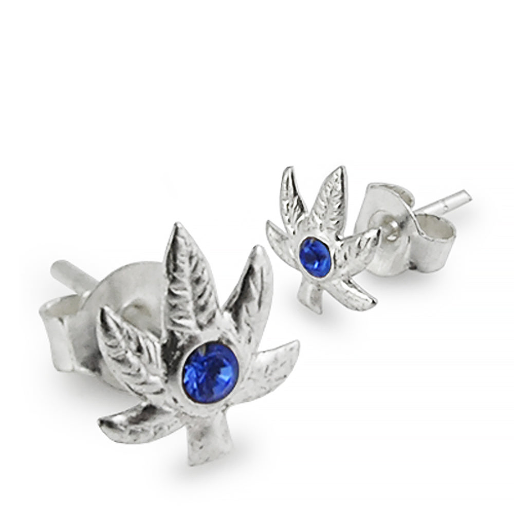 Jeweled Marijuana Leaf Ear Stud
