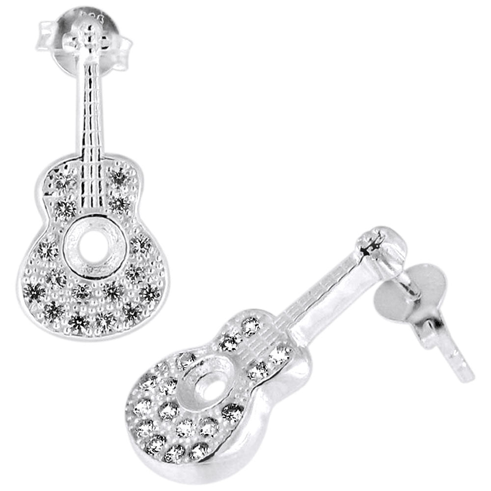 925 Sterling Silver Jeweled Guitar Ear Stud Ring