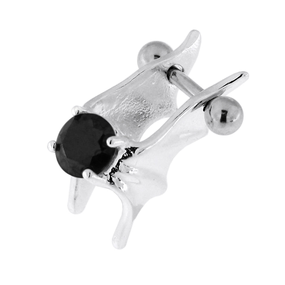 925 Sterling Silver Jeweled Bat Wings Cartilage Tragus Piercing Clear